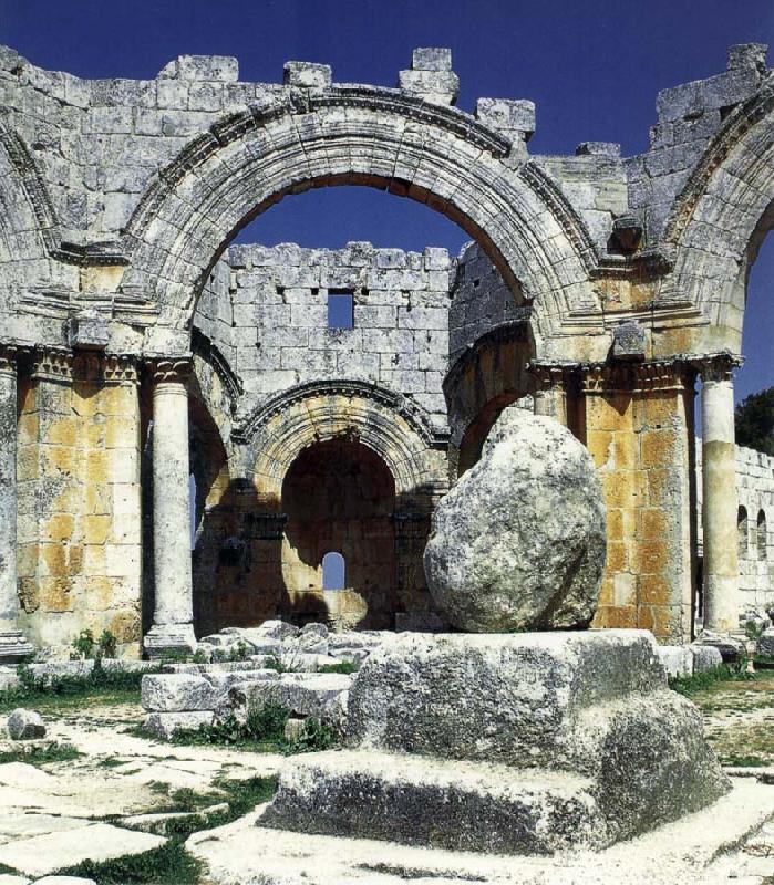 unknow artist Ruins of the Kalat-Simon-rampart trip church, Syria oil painting image